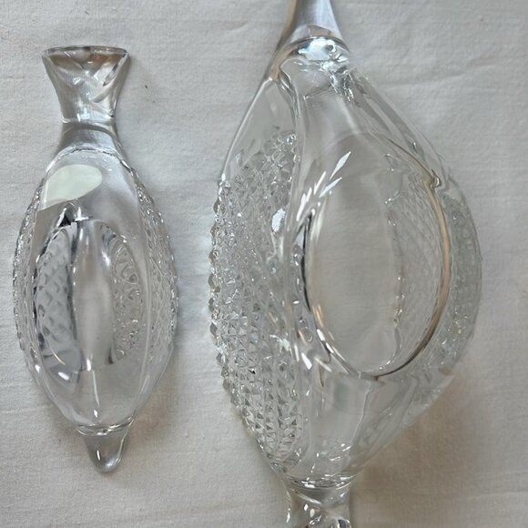 Gus Khrustanly Lead Crystal Fish Shaped Dishes Set of 2  Russian - Picture 8 of 8